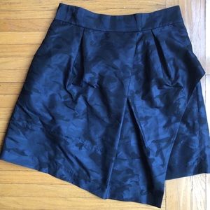 Navy blue camp print asymmetrical skirt